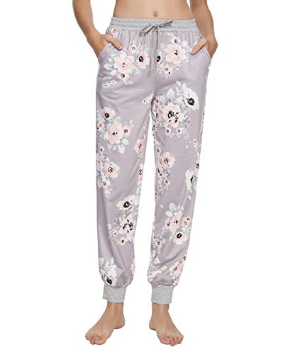 MINTLIMIT Damen Lässige Gestrickte Schlafanzughose Pyjamahose Jogging Hose,Blumen,L von MINTLIMIT