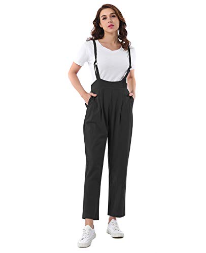 MINTLIMIT Damen Latzhosen Jumpsuit Retro Jeans Baumwolle Leinen Cord Overall Frauen Ärmellos Playsuits mit Taschen Elegant Breites Bein Hosen Women Dungarees von MINTLIMIT