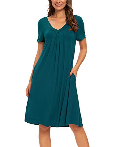 MINTLIMIT Damen Nachthemd Nachtwäsche Kurzarm Nachtkleid Sleepshirt Grün L von MINTLIMIT