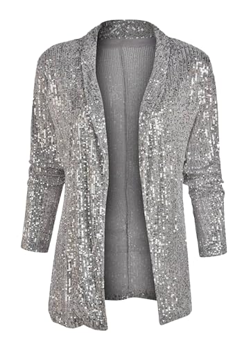 MINTLIMIT Damen Pailletten Cardigan glitzernde Jacke langärmelig vorne offen Glitzer Party Pailletten Blazerjacke von MINTLIMIT