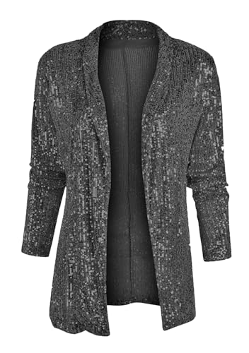 MINTLIMIT Damen Pailletten Cardigan glitzernde Jacke langärmelig vorne offen Glitzer Party Pailletten Blazerjacke von MINTLIMIT
