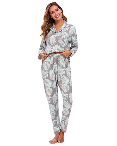 MINTLIMIT Damen Pyjama Set Schlafanzug Ladies Große Mädchen Loungewear Nachtwäsche PJ Nachtwäschesets, 0236_grau, XXL von MINTLIMIT