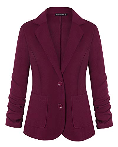 MINTLIMIT Damen Strecken 3/4 Open Blazer Jacke Jacke(Burgundy,Größe S) von MINTLIMIT