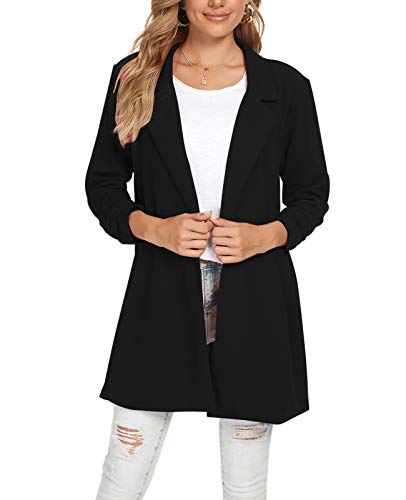 MINTLIMIT Frauen Lange Revers Blazer Tailored Langarm Oversized Ein-Knopf Mantel Jacke Formale Anzug, B-schwarz, XXL von MINTLIMIT