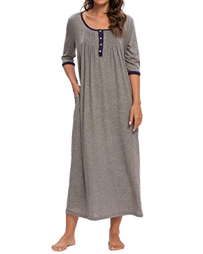 MINTLIMIT Hochwertiges Luftiges Viskose-Negligee Nachthemd Sleepshirt Halbarme Rundhals Hellgrau M von MINTLIMIT