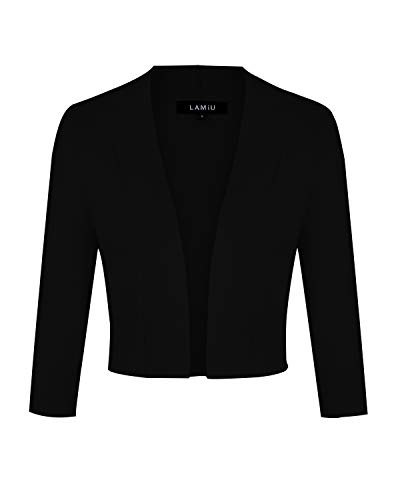 MINTLIMIT Ladies Elegant Bolero V-Ausschnitt Kurz-Strickweste 3/4 Ärmel Strickjacke Bolerojacke Schulterjacke Schwarz XXL von MINTLIMIT