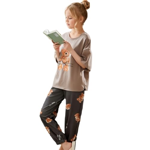 MINTLIMIT Mädchen Schlafanzug Set Rundhalsausschnitt Pullover weiche Kurze Ärmel Lange Hose Nachtwäsche Mädchen Loungewear PJ Set von MINTLIMIT