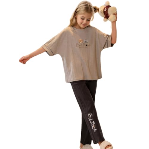 MINTLIMIT Mädchen Schlafanzug Set Rundhalsausschnitt Pullover weiche Kurze Ärmel Lange Hose Nachtwäsche Mädchen Loungewear PJ Set von MINTLIMIT