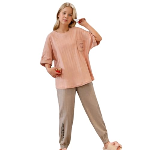 MINTLIMIT Mädchen Schlafanzug Set Rundhalsausschnitt Pullover weiche Kurze Ärmel Lange Hose Nachtwäsche Mädchen Loungewear PJ Set von MINTLIMIT