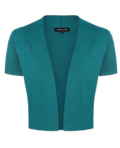 MINTLIMIT Offene Cardigan Damen Kurz Strickjacke V-Ausschnitt Casual Sommer Sweater Mantel (Hellgrün S) von MINTLIMIT