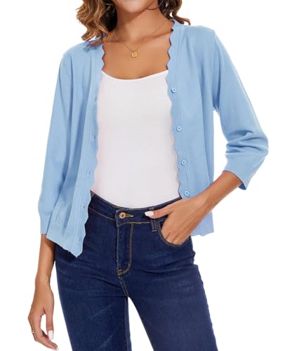 MINTLIMIT Oversize Strickjacke Damen Casual Cardigan V-Ausschnitt Sweater Langarm (Himmelblau L) von MINTLIMIT