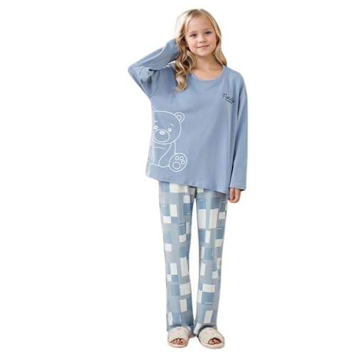 MINTLIMIT Pyjama Set für Mädchen 10-16 Jahre Druck Lange Ärmel Casual Nachtwäsche Baumwolle Loungewear Set Tops Hosen Geschenk für Mädchen von MINTLIMIT