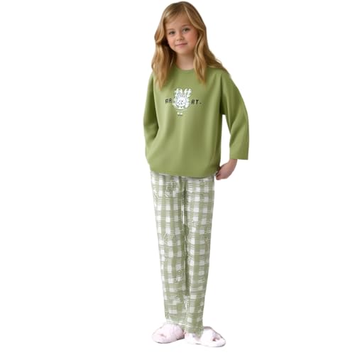 MINTLIMIT Pyjama Set für Mädchen 10-16 Jahre Druck Lange Ärmel Casual Nachtwäsche Baumwolle Loungewear Set Tops Hosen Geschenk für Mädchen von MINTLIMIT