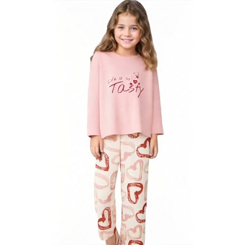 MINTLIMIT Pyjama Set für Mädchen 10-16 Jahre Druck Lange Ärmel Casual Nachtwäsche Baumwolle Loungewear Set Tops Hosen Geschenk für Mädchen von MINTLIMIT