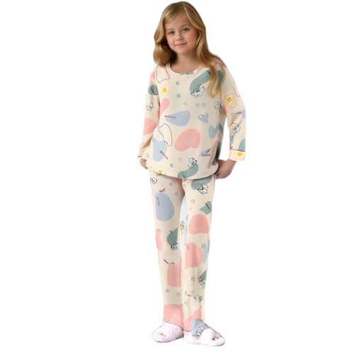 MINTLIMIT Pyjama Set für Mädchen 10-16 Jahre Druck Lange Ärmel Casual Nachtwäsche Baumwolle Loungewear Set Tops Hosen Geschenk für Mädchen von MINTLIMIT