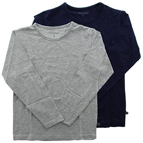 MINYMO Baby Jungen Minymo 2er Pack T-shirt mit Langen Ärmeln fürJungen T Shirt, Mehrfarbig (Dark Navy/Grau 778), 86 EU von MINYMO