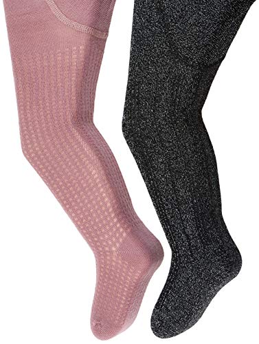 MINYMO Baby-Mädchen 2Er Pack Verschieden Farben Strumpfhose, Mehrfarbig (Schwarz 106), 56/62 (Herstellergröße: 562) von MINYMO