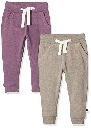 MINYMO Baby-Mädchen 2er Pack Sweat Pants/Freizeithose Jogginghose, Mehrfarbig (Purple/Grau 647), (Herstellergröße:80) von MINYMO