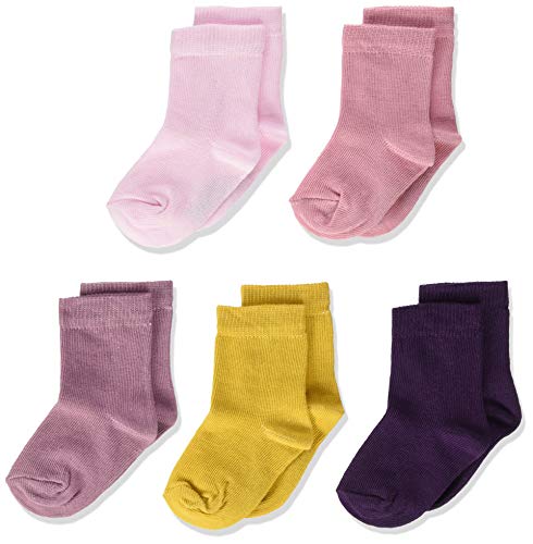 MINYMO Baby-Mädchen 5er Pack verschieden Farben Socken, Mehrfarbig (Shadow Purple 664), 19-22 (Herstellergröße: 19) von MINYMO
