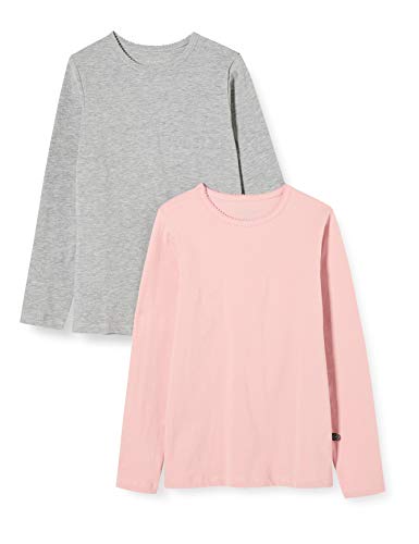 MINYMO Baby - Mädchen Minymo 2er Pack Blusen mit Langen Ärmeln für Mädchen Bluse, Mehrfarbig (Rosa/Grau 568), 80 EU von MINYMO