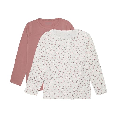 MINYMO Girl's Basic 35 LS (2-Pack) T-Shirt, Red, White, Pink, 80 von MINYMO