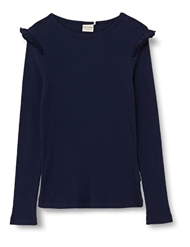 MINYMO Girl's T LS Rib-Girl Shirt, Dark Navy, 110 von MINYMO