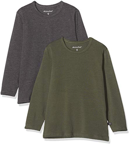 MINYMO Jungen 2er Pack Langen Ärmeln T-Shirt, Mehrfarbig (Beetle/Grau 978), (Herstellergröße:104) von MINYMO