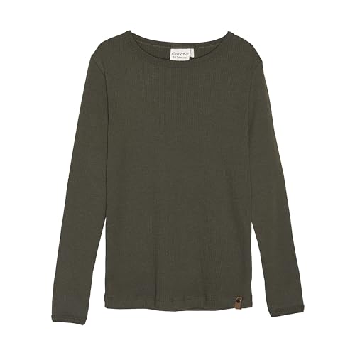 MINYMO Jungen Kinder Longsleeve Langarmshirt Shirt mit Rundhalsausschnitt Rippbluse 133232, Größe:128, Farbe:Olive Night (2895) von MINYMO