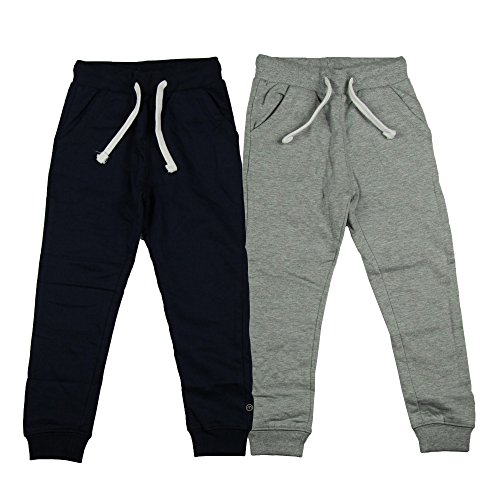 MINYMO Jungen Minymo 2er Pack Sweat Pants/Freizeithose für Jungen Hose, Mehrfarbig (Dark Navy/Grau 778), 122 EU von MINYMO