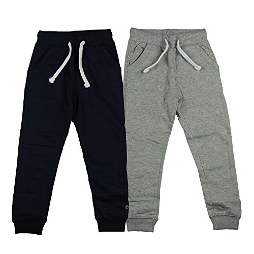 MINYMO Jungen Minymo 2er Pack Sweat Pants/Freizeithose für Jungen Hose, Mehrfarbig (Dark Navy/Grau 778), 140 EU von MINYMO