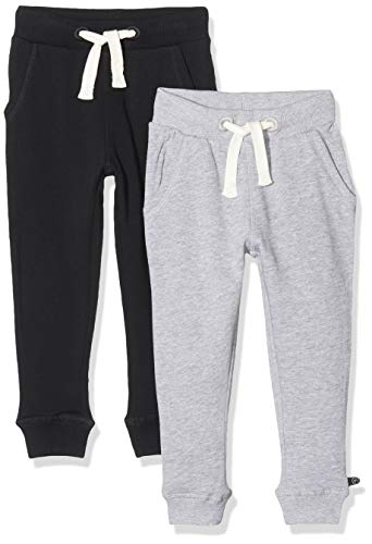 MINYMO Jungen Minymo 2er Pack Sweat Pants/Freizeithose fürJungen Hose, Mehrfarbig (Dunkel Grau/Schwarz 193), 110 EU von MINYMO