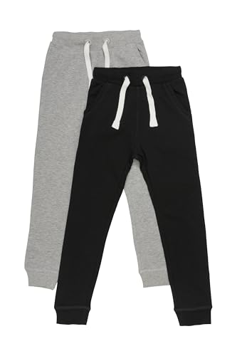 MINYMO Jungen Minymo 2er Pack Sweat Pants/Freizeithose fürJungen Hose, Mehrfarbig (Dunkel Grau/Schwarz 193), 110 EU von MINYMO
