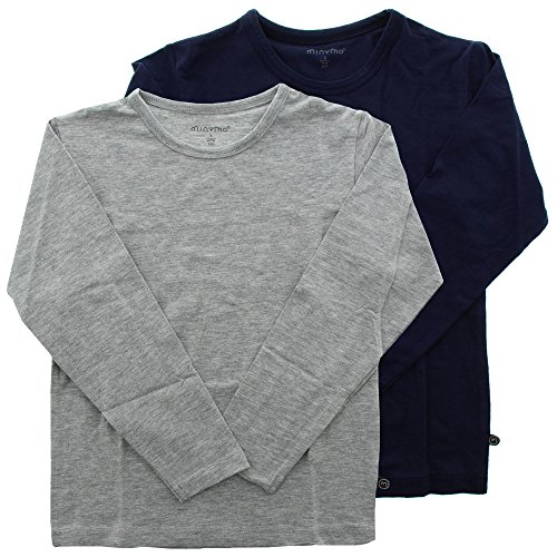 MINYMO Jungen Minymo 2er Pack T-shirt mit Langen Ärmeln für Jungen T Shirt, Mehrfarbig (Dark Navy/Grau 778), 134 EU von MINYMO