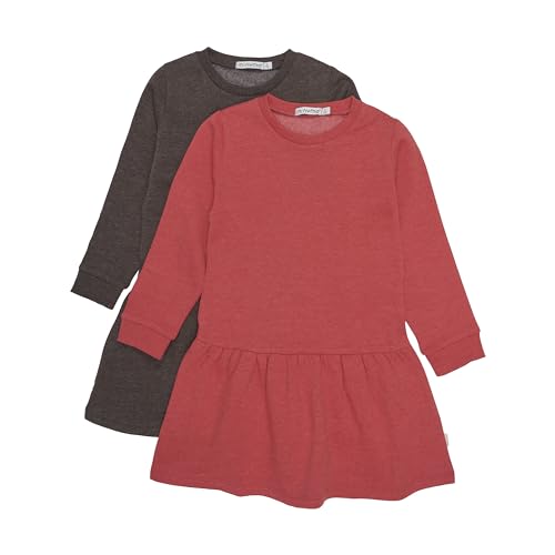 MINYMO Girl's Sweat Dress LS (2-Pack) Tunic Shirt, Tomato Puree, 146 (2er Pack) von MINYMO