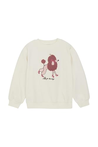 MINYMO MISweatshirt Kinder Mädchen Sweatshirt Pullover Pulli mit Stickerei Rippbündchen Baumwollmischung leicht elastisch Regular fit, Farbe:Eggnog (1701), Größe:122 von MINYMO
