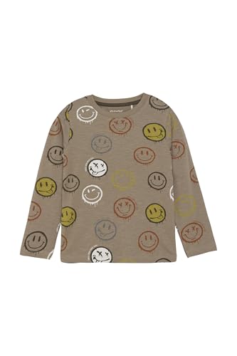MINYMO MIT-Shirt Kinder Jungen Longsleeve Langarmshirt Sweater mit Baumwollmischung Gemustert leicht elastisch Regular fit, Farbe:Taupe Gray (2451), Größe:122 von MINYMO