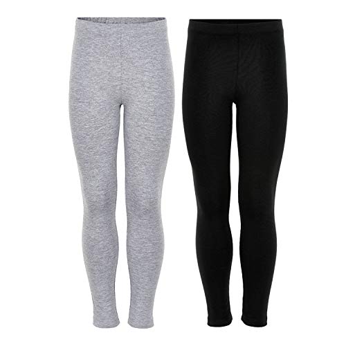 MINYMO Mädchen 2er Pack Leggings, Schwarz (Schwarz/Grau 106), (Herstellergröße: 122) von MINYMO