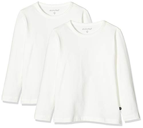 MINYMO Mädchen Minymo 2er Pack Blusen mit Langen Ärmeln für Mädchen Bluse, Weiß (Weiss 100), 110 EU von MINYMO