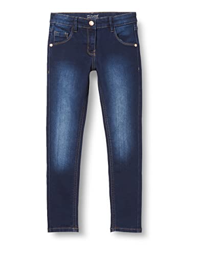 MINYMO Mädchen Power Stretch Slim fit Jeans, Dark Blue Denim, 128 von MINYMO