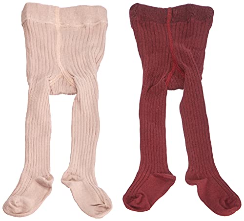 MINYMO Mädchen Stocking - Solid Rib 2-pack Strumpfhose, Rose Smoke, 116 122 EU von MINYMO