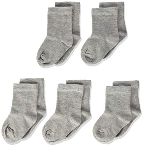 MINYMO Unisex Baby 5er Pack Ankel Socken, Grau (Light Grey Melange 130), 19-22 (Herstellergröße: 19/22) von MINYMO