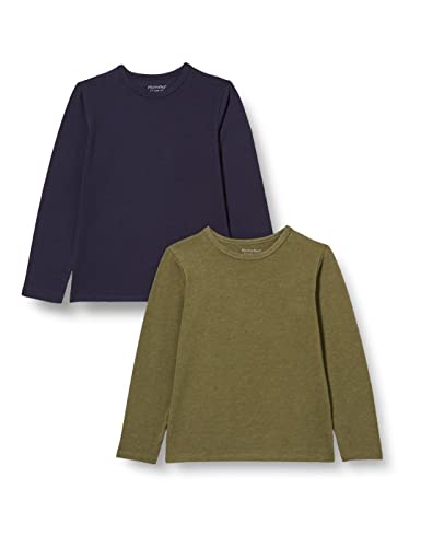 MINYMO Unisex Kids Basic 34-T LS (2-Pack) Shirt, Dark Olive, 152 (2er Pack) von MINYMO