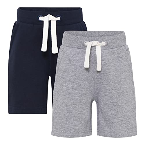 MINYMO Unisex Kids Basic Sweat (2-Pack) Casual Shorts, Dark Navy, 146 von MINYMO