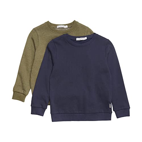 MINYMO Unisex Kids Sweatshirt Boys (2-Pack) Shirt, Dark Olive, 80 (2er Pack) von MINYMO