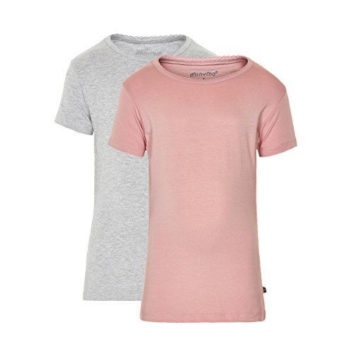 Minymo 2er Pack Baby Mädchen T-Shirt, Kurzarm, Alter 12-18 Monate, Größe: 86, Farbe: Rosa und Grau, 3933 von MINYMO