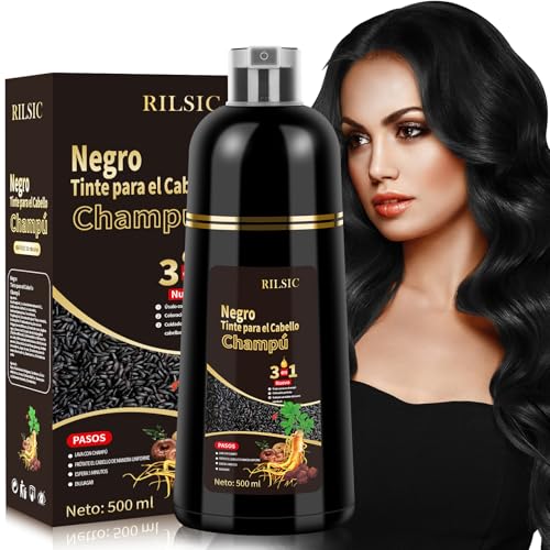 Dark Brown Hair Dye Shampoo 3in1, Haarfarbe Shampoo Braun Gegen Graue Haare Abdecken, Sofortiges Haarfärbeshampoo, Farbshampoo Dunkelbraun für Männer Frauen (Schwarz) von MINYSIC