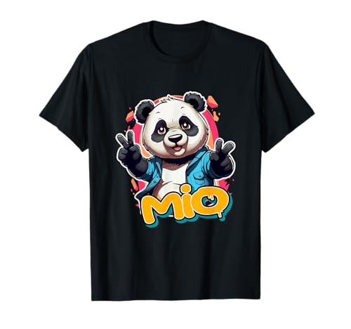 MIO - Schöner Jungen Name mit süßem Panda T-Shirt von MIO Sohn Enkel Geburtstag Geschenkideen