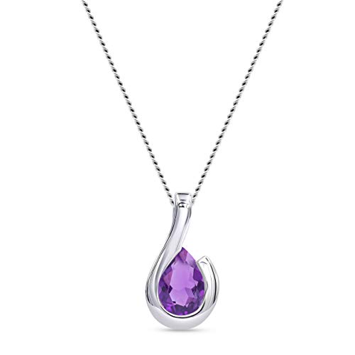 Miore Halskette Damen mit Tropfen Kettenanhänger Edelstein/Geburtsstein lila Amethyst 1.95 Ct Kette aus Weißgold 9 Karat / 375 Gold, Länge 45 cm Schmuck von MIORE