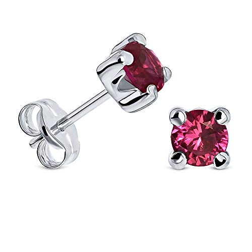 Miore Ohrring Damen runde Ohrstecker mit Edelstein/Geburtsstein Rubin in rot aus Weißgold 9 Karat / 375 Gold, Ohrschmuck von MIORE