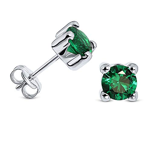 MIORE Schmuck, Ohrringe Damen, Ohrstecker Gold 375 9 Kt Weißgold, Damenohrringe mit Smaragd Stein in Krappenfassung, goldene Ohrstecker Damen, Ohrschmuck von MIORE